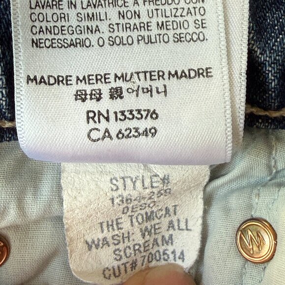 Mother Superior The Tomcat Jeans Button Fly Distressed Size 24 - Picture 10 of 16